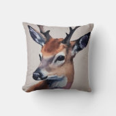 Wilde Hertenportret Waterverf Schilderij, Herten Kussen (Voorkant)