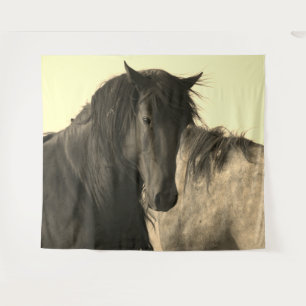WILDE HORSES VAN DE ZWARTE STALLION-Tapestry VAN U Wandkleed