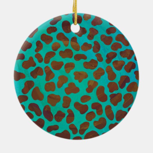 Wilde ik Dalmatian Brown en Blauwgroen design Keramisch Ornament (Achterkant)