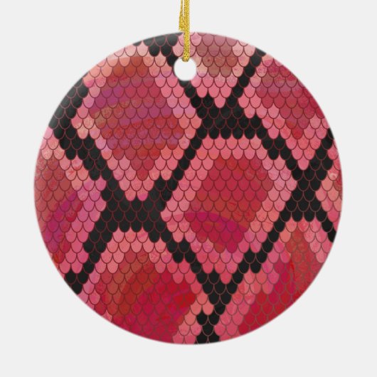 Wilde ik Snake Black en Red Print Keramisch Ornament (Achterkant)