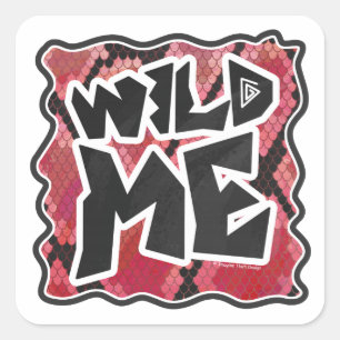 Wilde ik Snake Black en Red Print Vierkante Sticker