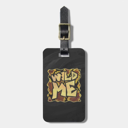 Wilde ik Snake Brown and Gold Print Bagagelabel (Voorkant verticaal)