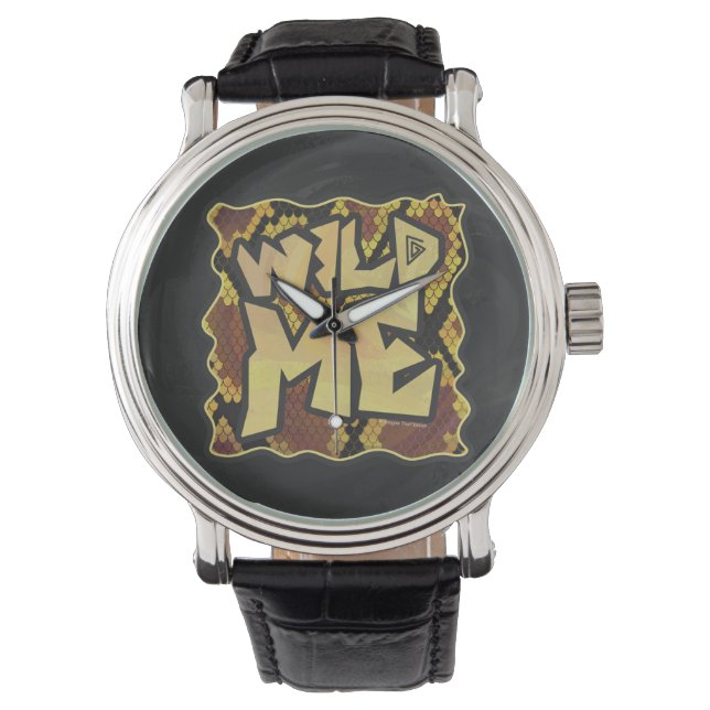 Wilde ik Snake Brown and Gold Print Horloge (Voorkant)