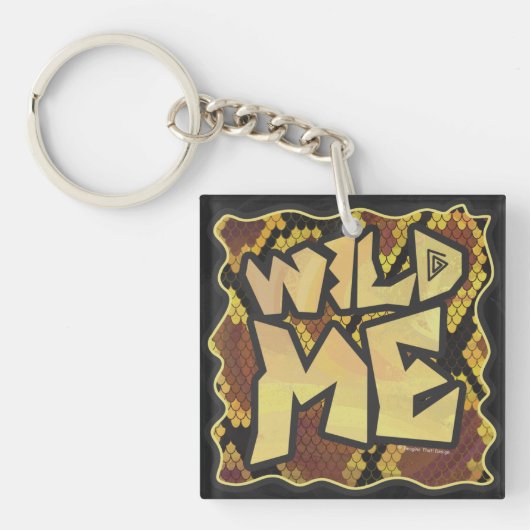 Wilde ik Snake Brown and Gold Print Sleutelhanger (voorkant)