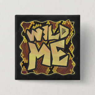 Wilde ik Snake Brown and Gold Print Vierkante Button 5,1 Cm