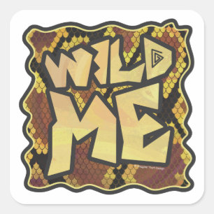 Wilde ik Snake Brown and Gold Print Vierkante Sticker