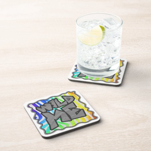 Wilde ik Zebra Regenboog en Witte Druk Drankjes Onderzetter (Rechterzijde)