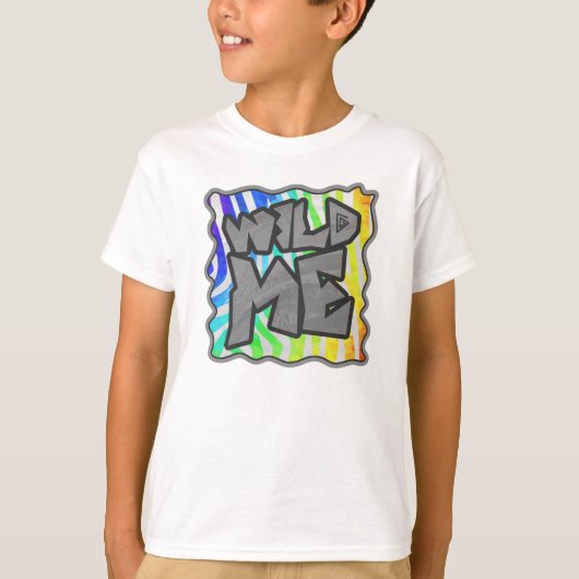 Wilde ik Zebra Regenboog en Witte Druk T-shirt (Voorkant)
