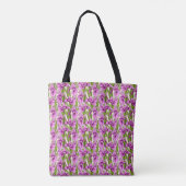 Wilde Irispatroon Fuchsia op Bleekgeel Tote Bag (Achterkant)