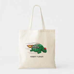 Wilde jetpackrit van de schildpad tote bag