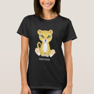 Wilde jonge luipaard dier cartoon T-shirt