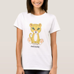 Wilde Jonge Luipaard Dieren Cartoon T-Shirt