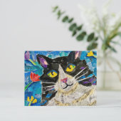 Wilde jongen de kat briefkaart (Staand voorkant)