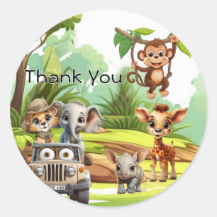 Wilde Jungle Safari 1e Verjaardag Papieren Beker Ronde Sticker