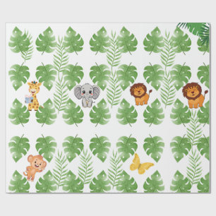 Wilde Jungle Safari Baby Jongen Cadeaupapier