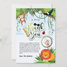 Wilde Jungle Safari Dieren Baby Shower Bedankt