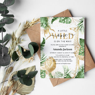 Wilde Jungle Safari Groenelementen & Goud Baby Sho Kaart