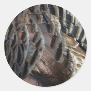 Wilde kalkoenveren I Abstracte natuurontwerp Ronde Sticker