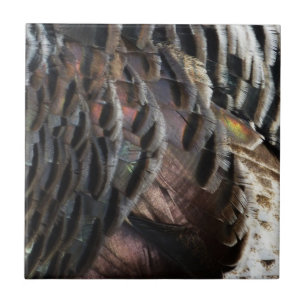 Wilde kalkoenveren I Abstracte natuurontwerp Tegeltje