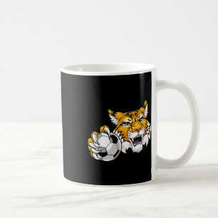 Wilde kat Bobcat Lynx Cougar Voetbal Byll Cartoon Koffiemok