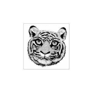 Wilde Kat Gezicht Rubber Stempel