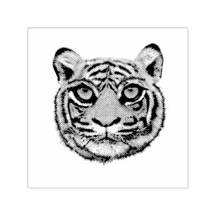 Wilde Kat Jonge Tijger Gezicht Zelfinktende Stempel