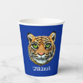 Wilde kat op blauw papieren bekers (Voorkant)