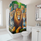 Wilde katten douchegordijn (In situ)