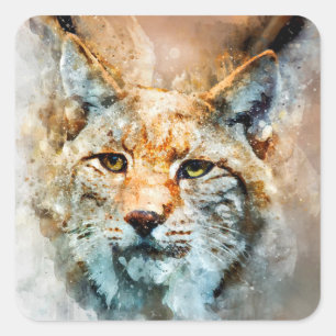 wilde katten-stickers vierkante sticker