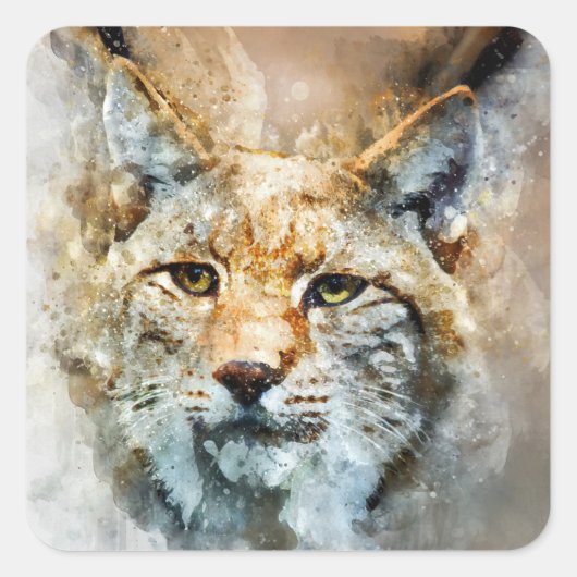 wilde katten-stickers vierkante sticker (Voorkant)