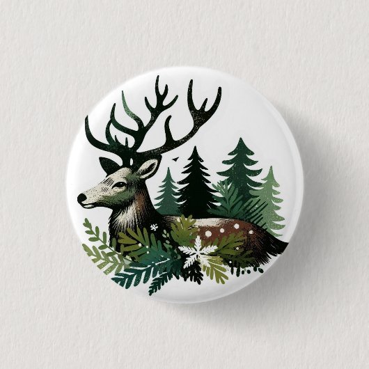 Wilde kerstbloem ronde button 3,2 cm (Voorkant)