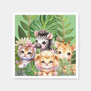Wilde kind jungle kawaii dieren servet