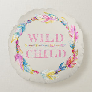 Wilde kind waterverf veer art kussen