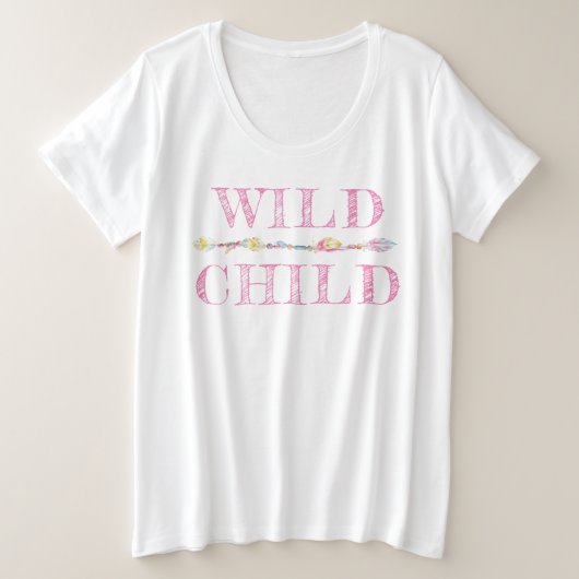 Wilde kindveren en kralen boho roze slogan t-shirt (Design voorkant)