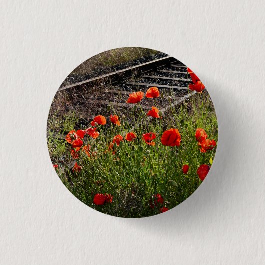 Wilde klaproos ronde button 3,2 cm (Voorkant)