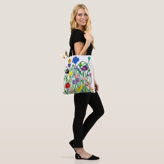 wilde klaprozen canvas tas (Op model)