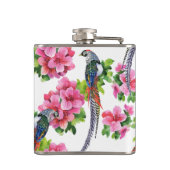 Wilde kleurrijke fazant vogels & bloemen patroon heupfles (Achterkant)