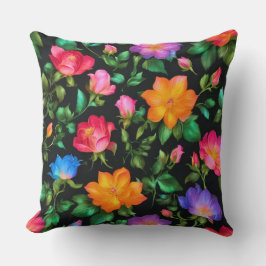 Wilde kleurrijke Rozen Patroon Kussen