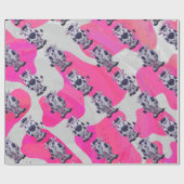 Wilde Koe Roze en Wit Cadeaupapier (Vlak)