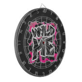 Wilde Koe Roze en Wit Dartbord (Voorkant Links)