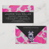 Wilde Koe Roze en Wit Visitekaartje (Voorkant / Achterkant)