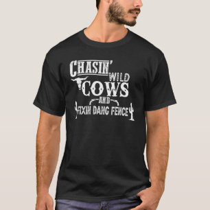 Wilde Koeien Jagen En Die Kapotte Omheining Wester T-shirt