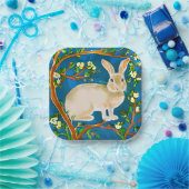 Wilde konijn en bloeiende takken papieren bordje (Feest)