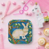 Wilde konijn en bloeiende takken papieren bordje (Feest)