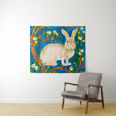 Wilde konijn en bloeiende takken wandkleed (In Situ (horizontaal))