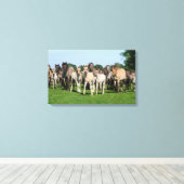 Wilde kudde Duelmen Ponies met veulens. Canvas Afdruk (Insitu (Houten vloer))