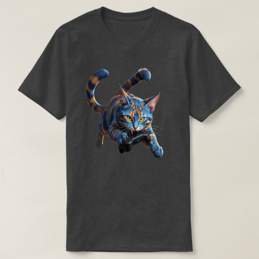 Wilde Lapjeskat Gamecontroller Beet - Grappige Kat T-shirt (Design voorkant)
