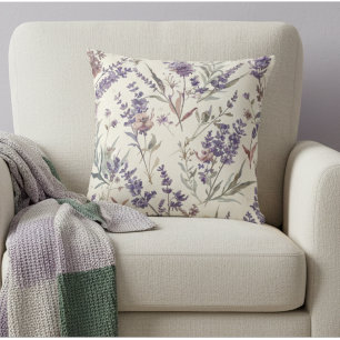 Wilde lavendel boho botanische bloem kussen