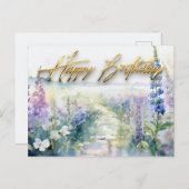 Wilde lavendelbloemen Gefeliciteerd met je verjaar Briefkaart (Voorkant / Achterkant)