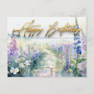 Wilde lavendelbloemen Gefeliciteerd met je verjaar Briefkaart